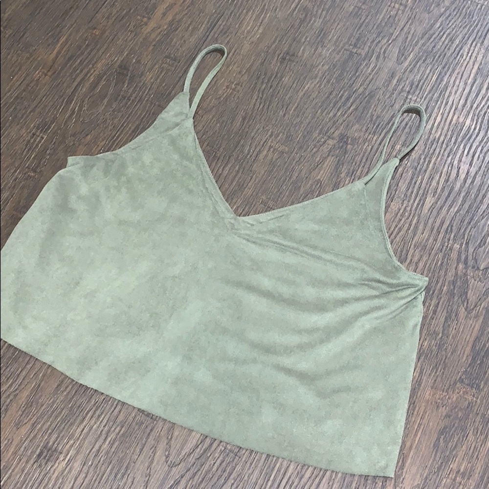 Suede Green Crop Tank Top